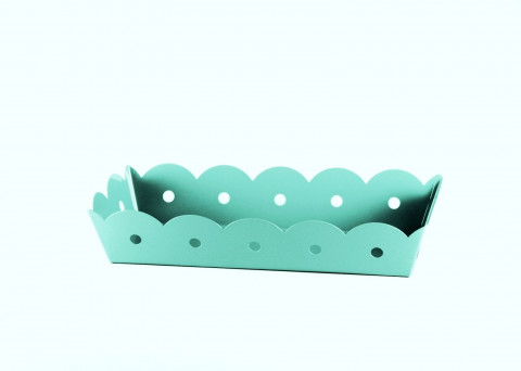 RECT. AQUA SCALLOPED  TRAY