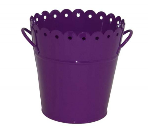 LARGE PURPLE SCALLOPED PAIL    8.25"HX8"W