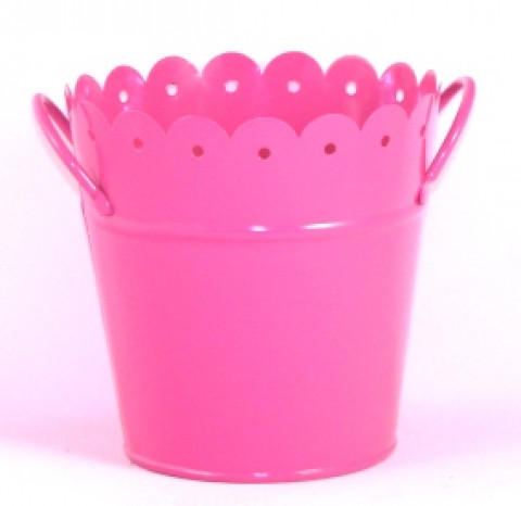 FUCHSIA MID ENAMEL SCALLOP PAIL    6"LX6"H