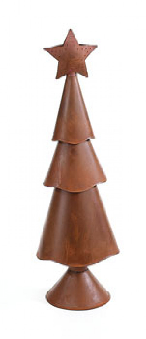 MEDIUM RUSTY 3 TIER TREE WITH STAR