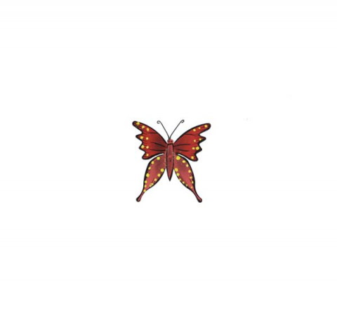 SMALL RED AND BLACK HAND PAINTED MAGNETIC BUTTERFLY