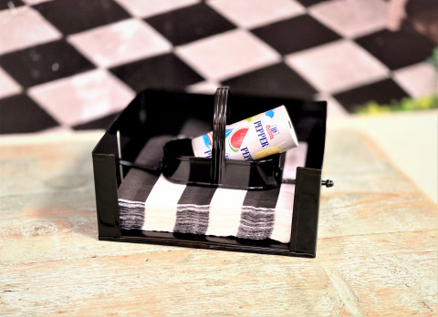 BLACK SALT & PEPPER NAPKIN HOLDER