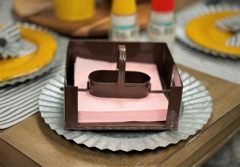 BROWN SALT & PEPPER NAPKIN HOLDER